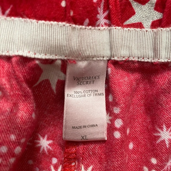 Victoria's Secret Flannel Pajama Set XL Women’s Red Stars Print Christmas, 2009 - Picture 10 of 16